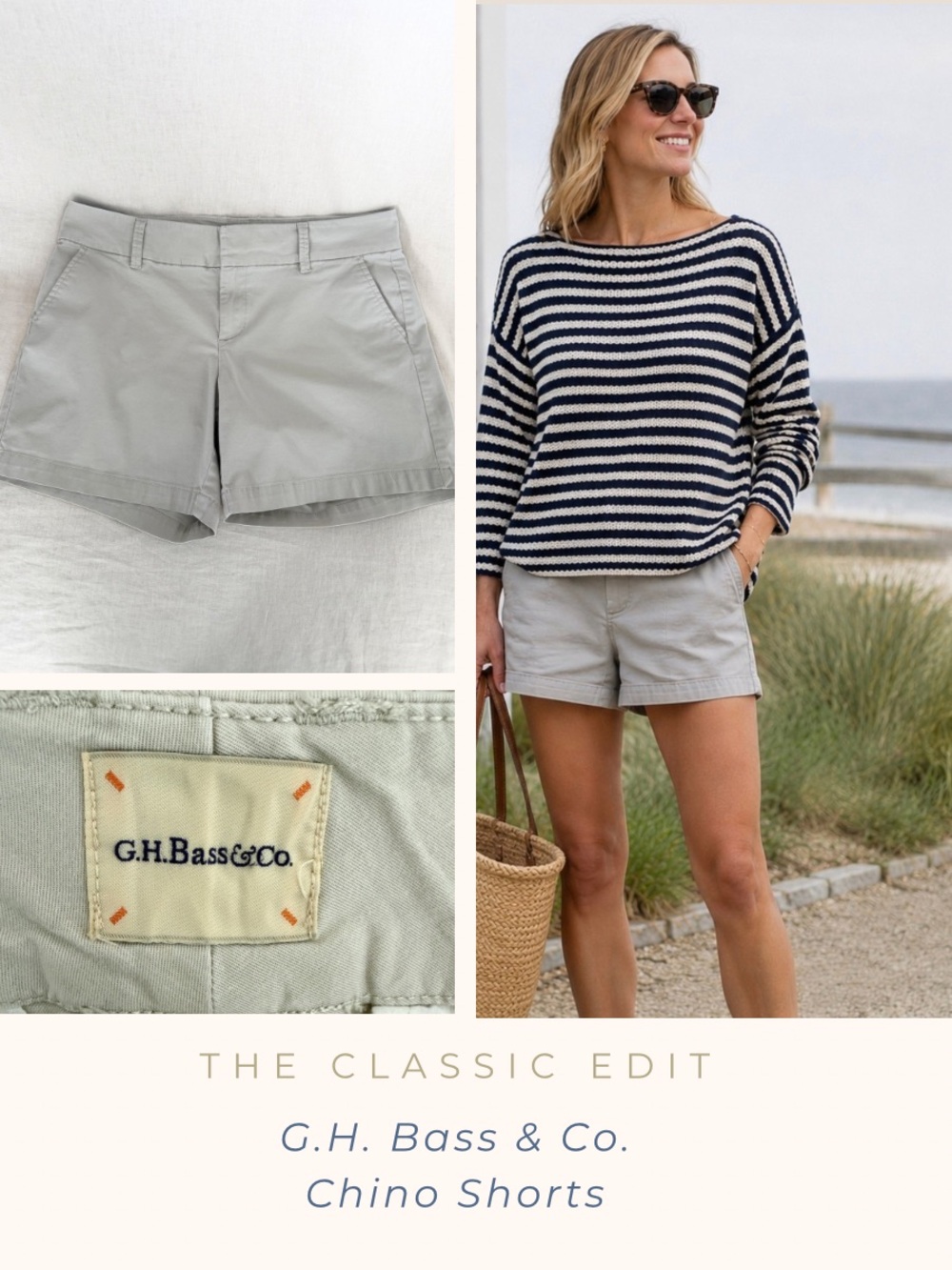 GH Bass & Co. Chino Shorts Flat Front Cotton Stretch Preppy Coastal Casual